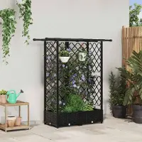 Prolenta Maison Exclusive - Hochbeet mit Rankgitter und Dach Schwarz 124 x 40 x 121 cm PP
