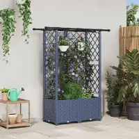 vidaXL Möbel Hochbeet mit Rankgitter und Dach Grau 124 x 40 x 138 cm PP - Beete CC2249