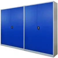 Proregal Mega Deal 2x Flügeltürenschrank ELEPHANT Metall Aktenschrank abschließbar 2 Türen 180x120x40cm Stahl 4 Ebenen Stahlschrank Blau/Lichtgrau