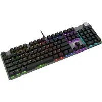 MSI FORGE GK320 Gaming-Tastatur (kabelgebunden) mit Red-Switches, QWERTY, QWERTY mit Numpad, per-Tasten-RGB, Hot-Swap, Volume-Dial, Multimedia-Shortcuts, schwarz