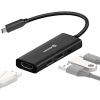 Swissten , USB-C Hub 4-in-1: HDMI 4K, USB-C 100W Ladefunktion und USB, Schwarz
