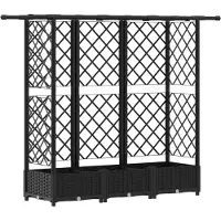Syfax Hochbeet mit Rankgitter und Dach Schwarz 164 x 40 x 123 cm PP