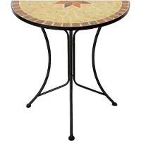 Spetebo Beistelltisch halbrund - 60 x 30 cm - Mosaik Garten Deko Blumen Tisch