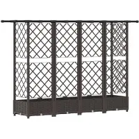 vidaXL Hochbeet mit Rankgitter und Dach Braun 202,5 x 40 x 121 cm PP