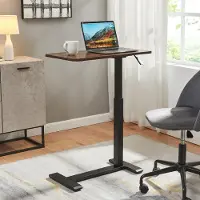En.casa Höhenverstellbarer Laptoptisch 'Klirg' rollbar 66-92 x 68 x 36 cm Walnussoptik / Schwarz