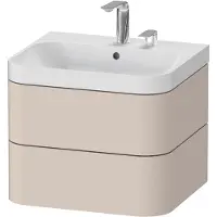 Duravit Waschtischunterbau HAPPY D.2 PLUS 575x490mm m UB 2 HL taupe supermatt zwei Hahnlöcher taupe supermatt