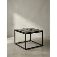 KADIMA DESIGN Couchtisch Glas Metall 58x58x43,5 cm Sofatisch Schwarz, Design Wohnzimmertisch Quadratisch, Kleiner Kaffeetisch Modern, Beistelltisch Anstelltisch Wohnzimmer