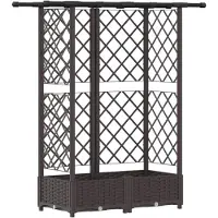 vidaXL Hochbeet mit Rankgitter und Dach Braun 124 x 40 x 121 cm PP