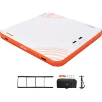 Zerbaco Aufblasbares Schwimmdock, 2,13 x 2,13 m, aufblasbare Dockplattform, rutschfeste Wasser-Schwimmdockmatte mit tragbarer Tragetasche und abnehmbarer Leiter, Schwimmplattform-Inselfloß für Pool