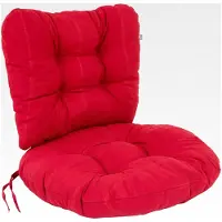 Markenlos Rattansesselauflage 55 cm Marocco 2-teiliges Sitzkissen mit Rückenlehne gesteppt Schnüren Innen & Außen rot