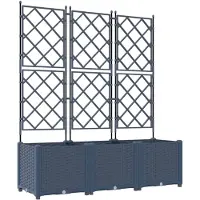 vidaXL Garten-Pflanzgefäß 3 pcs Grau 120 x 40 x 143 cm Kunststoff