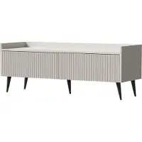 WFL GROUP TV-Lowboard 120 cm mit Rillenfronten & hohen Metallfüßen – Fernsehschrank mit Stauraum und Kabelmanagement in Beige Kaschmir – Minimalistisch Skandinavisch Design – Arysa