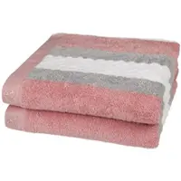 Ross Walk-Frottier Handtücher Harmony Streifenfond Handtuch 50x100 cm | altrose - pink