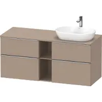 Duravit D-Neo Konsolenwaschtischunterbau wandhängend (Ausschnitt rechts), 1400x664x550mm, 2 Auszüge, 2 Schubkästen, 2 offene Fächer, mit Griff Edelstahl gebürstet, DE4970R70750000
