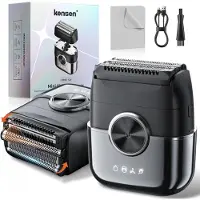 Kensen Elektrorasierer Herren Mini, 4 flexible Scherköpfe, USB-C, wasserdichter Folienrasierer, 120 Min Akkulaufzeit, tragbar für Bart & Gesicht