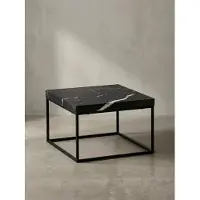 KADIMA DESIGN Couchtisch 60x60x38 cm Schwarz Sofatisch in Marmor-Optik Modern, Design Wohnzimmertisch Quadratisch, Loungetisch Klein, Kaffeetisch Metallbeine