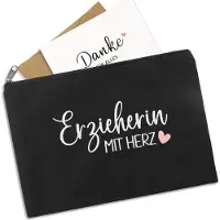 Sonstiges Abschied Kita Federmäppchen Schwarz mit Herz Grußkarte Reißverschluss Mäppchen Make-up Tasche