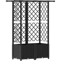 vidaXL Hochbeet mit Rankgitter und Dach Schwarz 124 x 40 x 136 cm PP