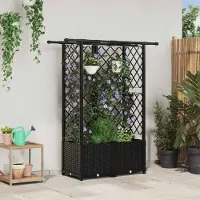 vidaXL Möbel Hochbeet mit Rankgitter und Dach Schwarz 124 x 40 x 138 cm PP - Beete CC2246