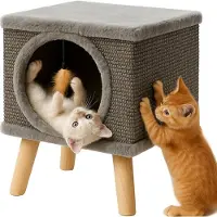 Purlove Purlov 26215 Katzenhaus auf Beinen mit Kratzbaum