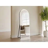 Vente-unique Bogenförmiger Standspiegel mit LED-Beleuchtung – L 60 x H 150 cm – Schwarz – DAELYA