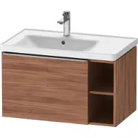 Duravit D-Neo Waschtischunterbau wandhängend, 784x440x452mm, 1 Auszug, 1 offenes Fach seitlich rechts, mit Griff Edelstahl gebürstet, DE4258070790000, Farbe: Nussbaum Matt Dekor