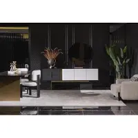 AEA Elegantes Weißes 2-teiliges Esszimmer Set mit Sideboard und Spiegel