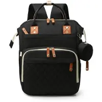 OEM Schwarze Reisegepäcktasche - Multifunktionale Baby-Reisegepäcktasche - 29x16x39cm - USB-Ladestation - Leder - Reisegepäcktasche