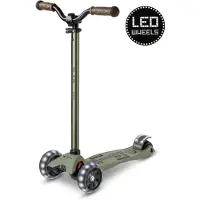 Micro Kinderroller Maxi Deluxe Pro LED 3-Rad Olivgrün Maxi step Deluxe Pro LED - 3-wiel kinderstep - Olijfgroen