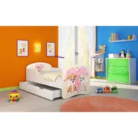ACMA I Jugendbett Kinderbett Junior-Bett Komplett-Set mit Matratze Lattenrost Weiß 12 Welpen 160x80 + Bettkasten