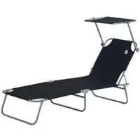 Furnicato Gartenliege Mit Sonnendach Schwarz L187 X B58 X H36 Cm