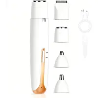 Dopwii 4in1 Damenrasierer Elektrisch USB Type-C mit Gesichtsrasierer Nasenhaartrimmer Augenbrauenrasierer für Beine Achseln