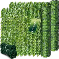 Krumad 2-er Set Künstlicher Efeu Hecke Sichtschutz 500 x 50cm, Sichtschutz Balkon und Garten Efeu Künstlich, inkl. 200 Kabelbinder, Grün