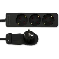 REV Steckdosenleiste - 3-Fach, mit Flachstecker, 2m Kabel, schwarz