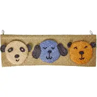 Rice - Raffia Wall Hanger with Animal Face Pockets