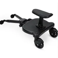 OEM Universelle Kinderwagen-Plattform - für Kinderwagen - Plattform mit Sitz für vorderen Kinderwagen oder Kinderwagen - Stabile Doppelgummireifen - Extra stabil - Verstellbar - Schwarz