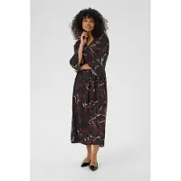 Kaffe Midikleid "Damen Kleid KAmille", Damen, Gr. 36, N-Gr, rot (windsor wine, schwarz flower), Obermaterial: 50% Viskose CV. 50% Viskose LENZING ECOVERO CV LenzEcov., Kleider Midikleid