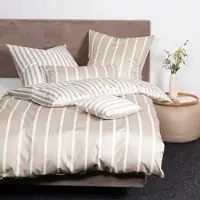 Janine Interlock Jersey Bettwäsche Classic Streifen Kissenbezug einzeln 40x40 cm | naturell - beige