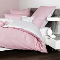 Janine Mako-Satin Bettwäsche modern classic kreiderose Nackenrollenbezug 15x40 cm Nadelstreifen - pink;weiß