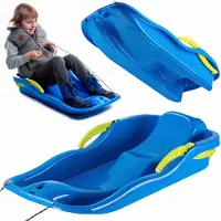 Kadax Kunststoffschlitten, Schneebob 85x40x18cm, Schneerutscher mit Bremsen