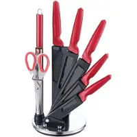 Michelino 8-teiliges Profi Messer-Set Messerblock sehr hochwertiges SelbstschärfenMesser Küchenmesser Set Kochmesser Rot