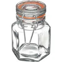 Galicja Luftdichter Glasbehälter 100 ml mit Deckel, Silikondichtung & Metallclip, achteckig