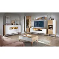 AEA Modern Holzmöbel TV-Lowboard Wohnzimmer Vitrine Komplett Set Wohnwand 6tlg