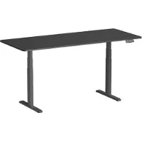 KIMEX - Motorisierter Sitz-Steh-Schreibtisch 180x75cm, Carbonplatte mit abgerundeten Kanten/Schwarzes Gestell