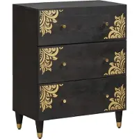 vidaXL Sideboard Schwarz 60 x 33 x 75 cm Massivholz Mango