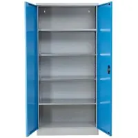 Proregal Stahlschrank BEE mit 6 lackierten Fachböden | HxBxT 195x92x50cm | Grau-Lichtbau | Werkstattschrank Werkzeugschrank Aktenschrank