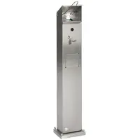 Proregal Robuster Handdesinfektionsspender Mit Abfallsammler Bodenmontage HxBxT 115 x 33,5 x 33,5 cm Edelstahl Silber