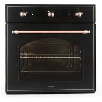 Klarstein Vilhelmine - Einbau-Backofen, Elektrobackofen, 59L Volumen, Vintage-Design, 4 Betriebsfunktionen, Ober- Unterhitze, Garzeit-Timer, Edelstahl, schwarz-kupfer