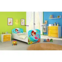 ACMA I Jugendbett Kinderbett Junior-Bett Komplett-Set mit Matratze Lattenrost Weiß 09 Meerjungfrau 160x80