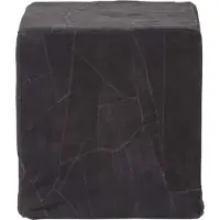 Homescapes Schwarzer Patchwork-Pouf – Sitzwürfel aus recyceltem Leder, 36x38 cm